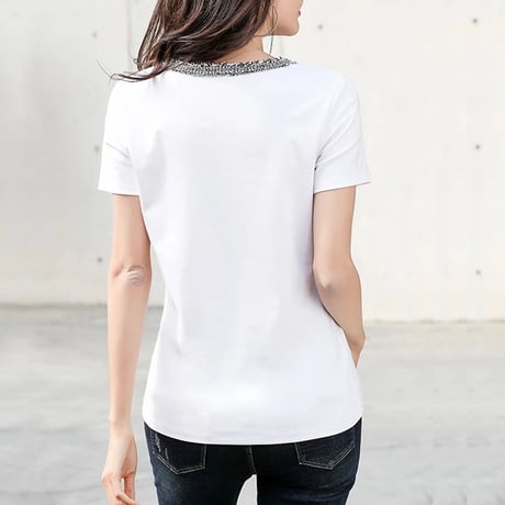 Vツイードデザイン Tシャツ 2色展開