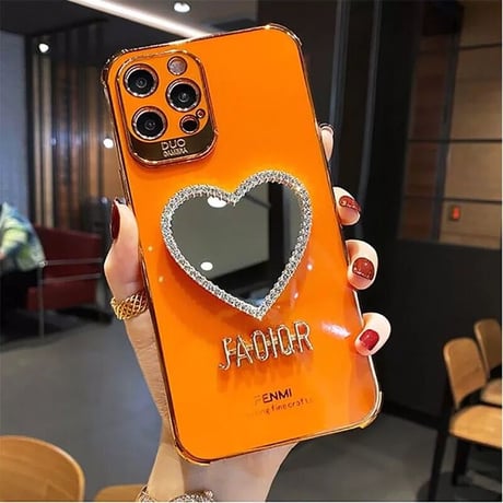 【即納あり】ビジューハートミラー iPhoneケース 5色展開
