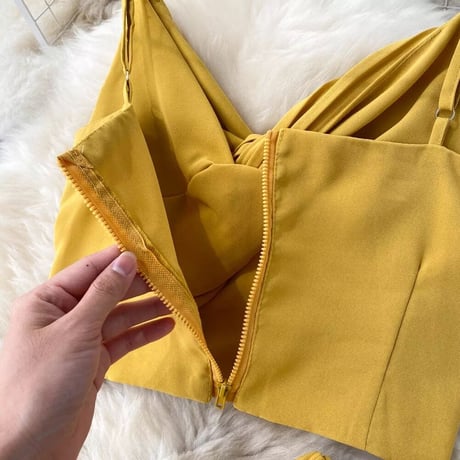 カシュクールトップス リブパンツセットアップ 6色展開