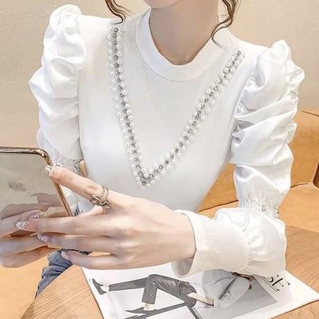 カシュクール パールビーズトップス 4色展開