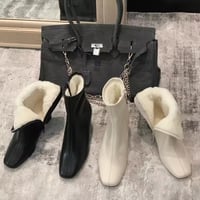 【裏起毛】ジッパーショートブーツ 2色展開