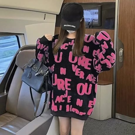 ワッフルメッセージ プルオーバーニット 4色展開