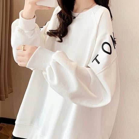 サイドジッパー レタースリーブトップス 3色展開
