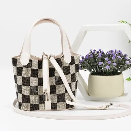 ラインストーン バケットバッグ 3色展開