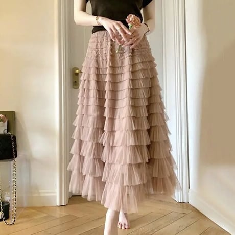 ロングチュールスカート 12色展開