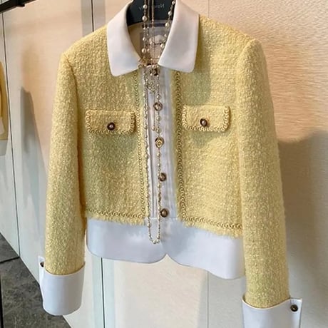 カラーパッチワーク ツイードジャケット 2色展開