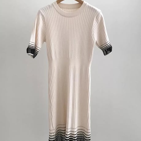 シースルーボーダー サマーリブワンピース 2色展開