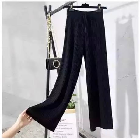 リブニット ワイドパンツ 5色展開