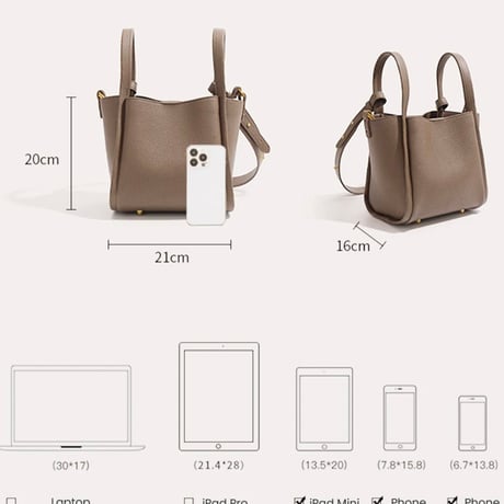 クラシックレザーハンドバッグ 3色展開