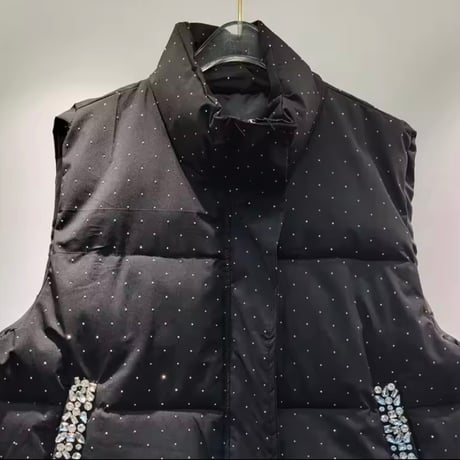 ビジューストーンダウンベスト 2色展開