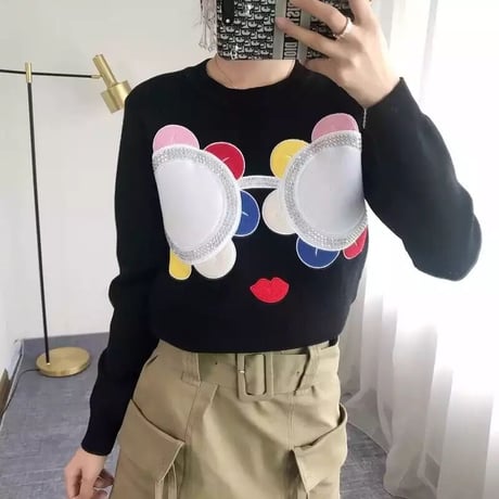 フラワーサングラス フェイスニット 2色展開