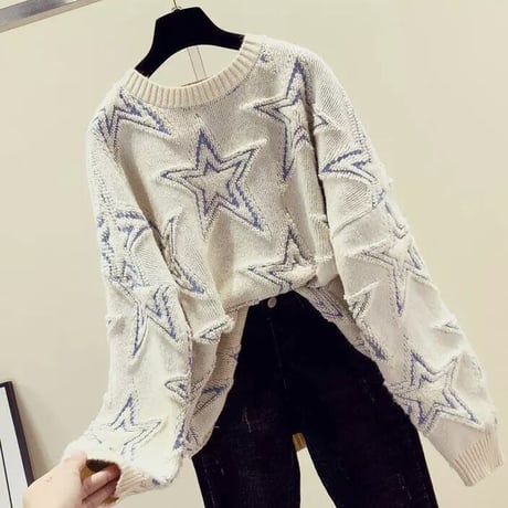 ワッフルスター オーバーニット 3色展開