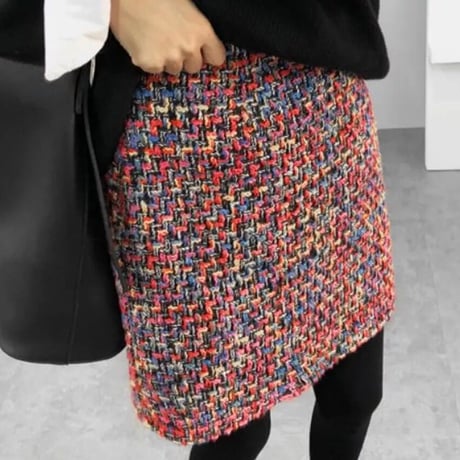 ツイードニット ペンシルスカート 2色展開