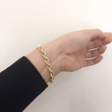 【即納】パールストーン ゴールドチェーンブレスレット