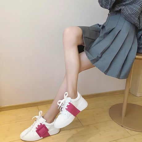 サイドスクエアバックル スニーカー 4色展開