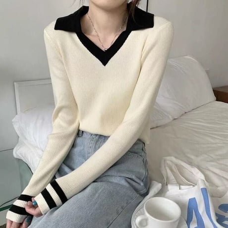 スリーブライン カラーニット 3色展開