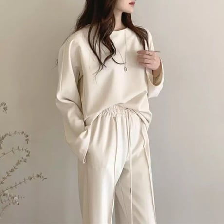 トップス タックパンツ セットアップ 2色展開