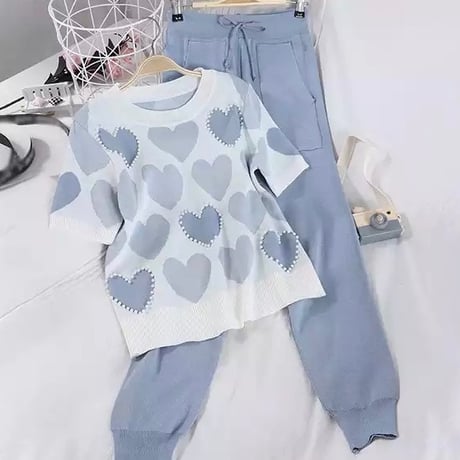 パールハート サマーニットセットアップ 2色展開