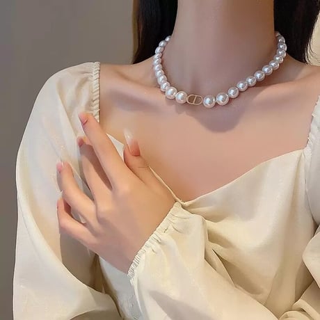 ゴールドモチーフ パールネックレス