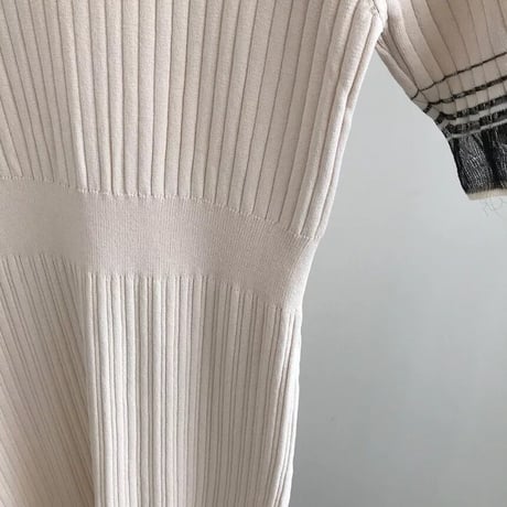 シースルーボーダー サマーリブワンピース 2色展開