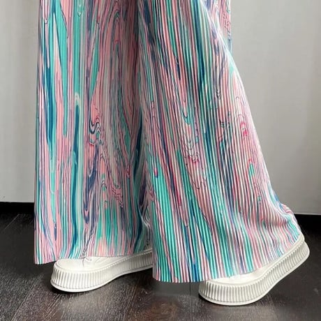 マーブルストライプ リブパンツ 2色展開
