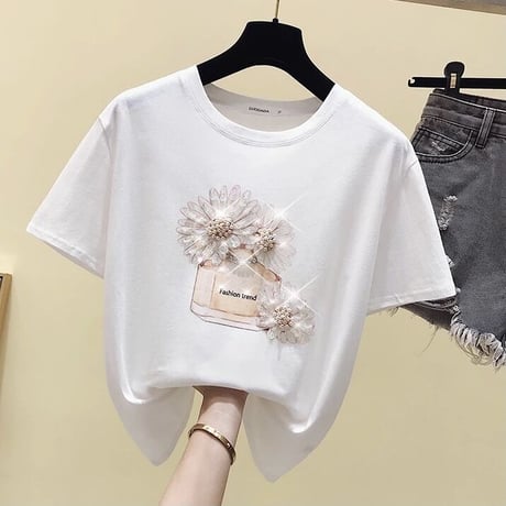 ビーズフラワー フレグランスTシャツ 3色展開