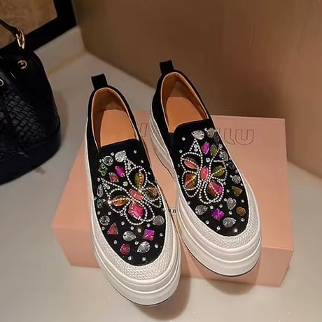 カラフルビジューハイソールスリッポン 2色展開