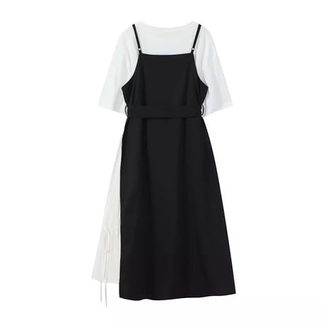 フェイク サイドシフォンワンピースセット