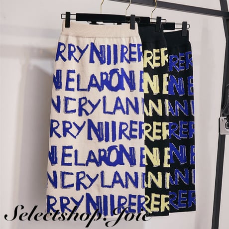 アルファベット ニットペンシルスカート 4色展開