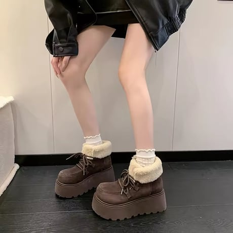 ハイソールファーショートブーツ 3色展開