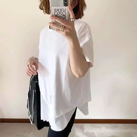 ヘムプリーツ Tシャツ 2色展開