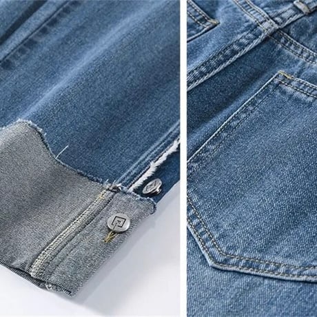 サイドライン クロップドデニムパンツ 2色展開