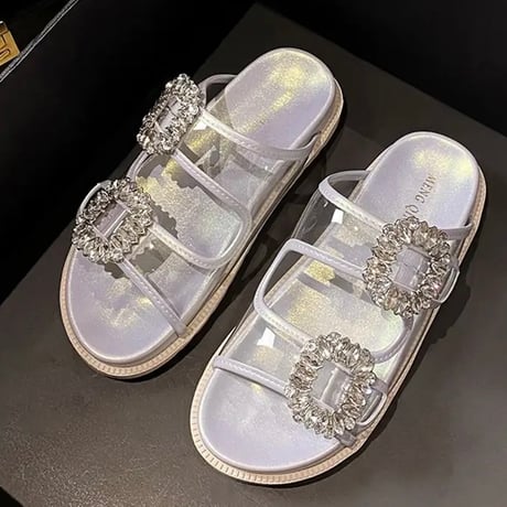 ダブルビジュー クリアバンドサンダル 3色展開