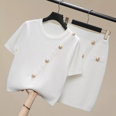 ハーフスリーブ ゴールドボタンセットアップ 2色展開