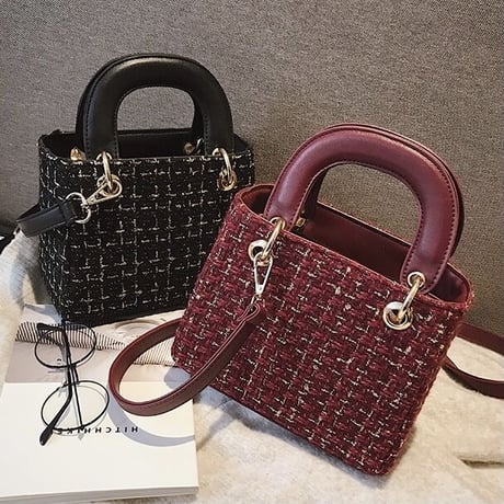 ゴールドステッチ ツイードバッグ 3色展開