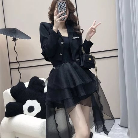 ビジュージャケット メッシュスカートセット