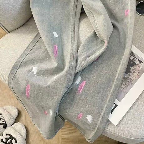 カラーブロッキングデニムパンツ
