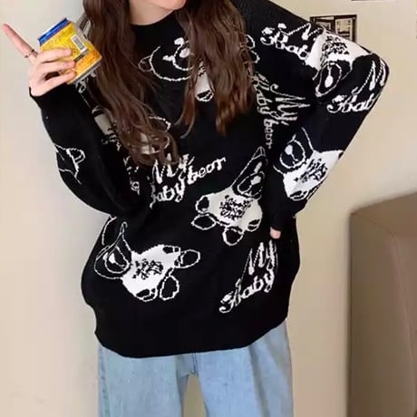 ベアーレター プルオーバーニット 2色展開