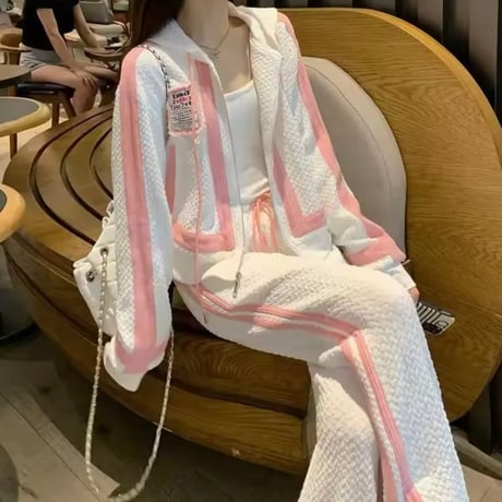 ピンクラインワッフルセットアップ