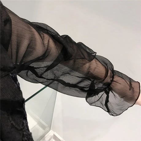 シースルースリーブ ベロアトップス 2色展開