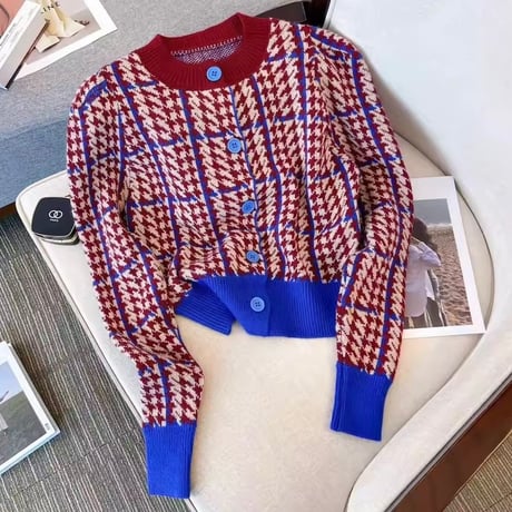 千鳥格子カーディガン 3色展開