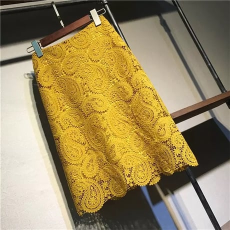 ペイズリーレース ペンシルスカート 2色展開