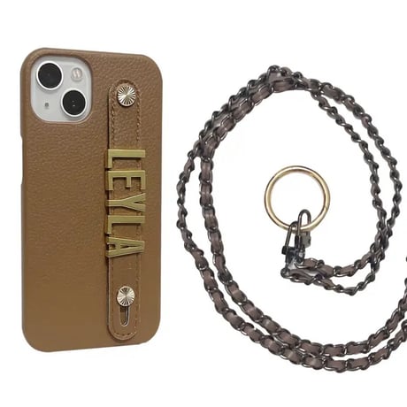 【カスタム名入れ】チェーン付き iPhoneケース 11色展開
