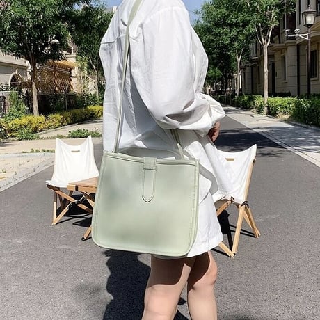 シンプルスクエア ショルダートートバッグ 6色展開