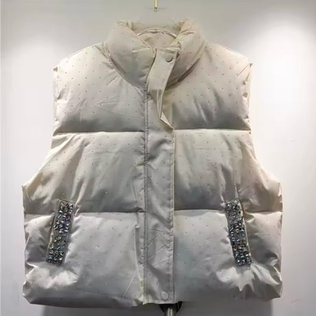 ビジューストーンダウンベスト 2色展開