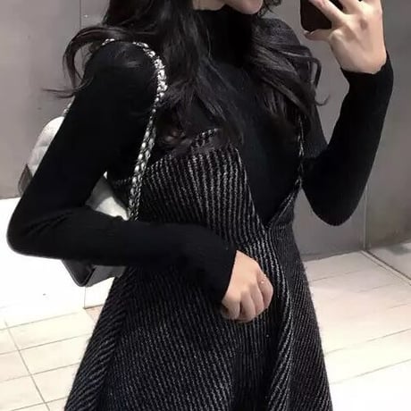 ストラップカットワンピース ニットセット 2色展開