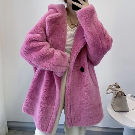 アルパカボア テディフーディコート 8色展開