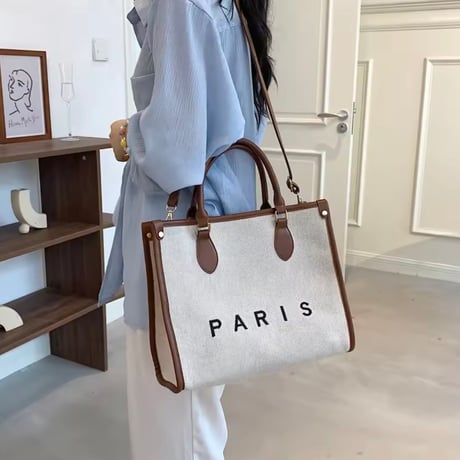 【2サイズ】PARISキャンバストートバッグ 2色展開