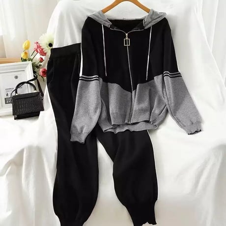 コントラストカラー ジッパーセットアップ 3色展開