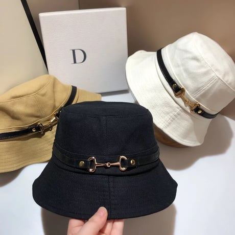 【LightBrown即納】ゴールドメタル バケットハット 3色展開